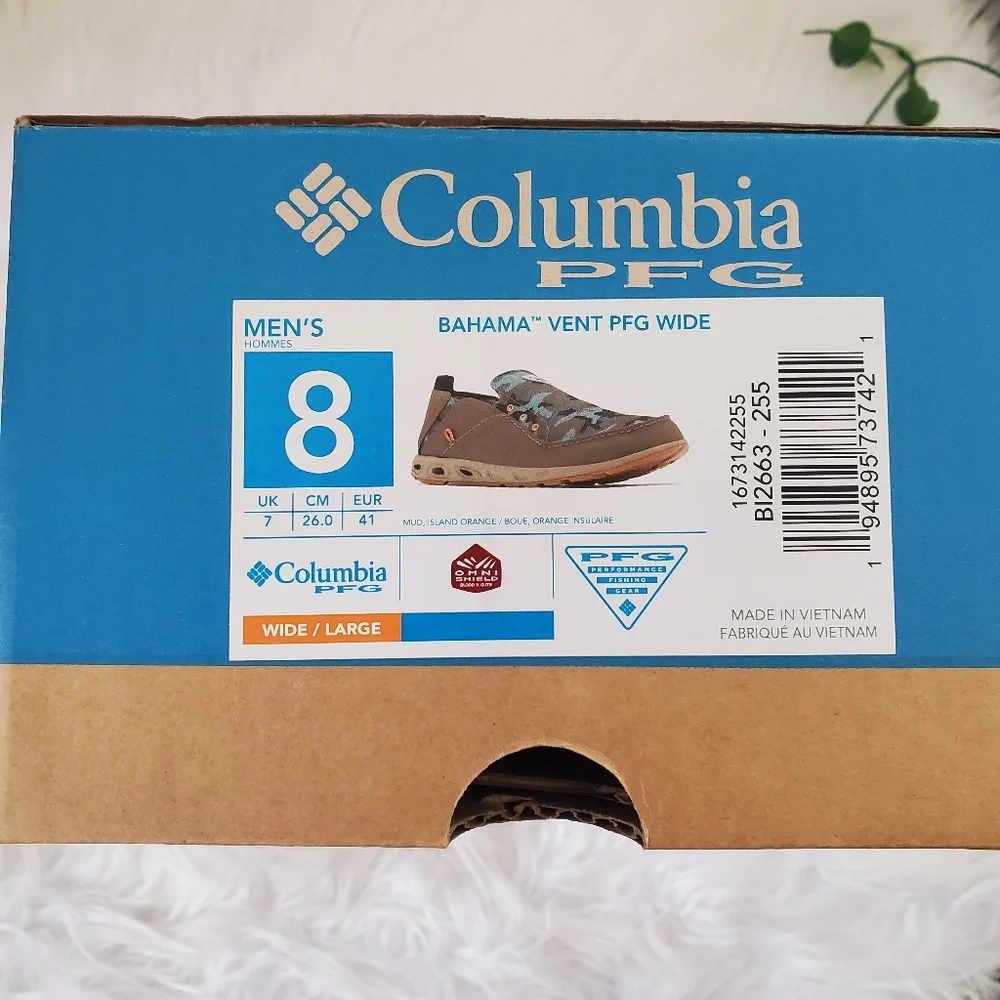NWT Columbia Men's PFG Bahama Vent Shoe - Size 8 WIDE